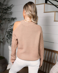 Camel Cold Shoulder Knit Sweater