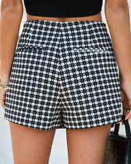 Black Patterned Woven Skort