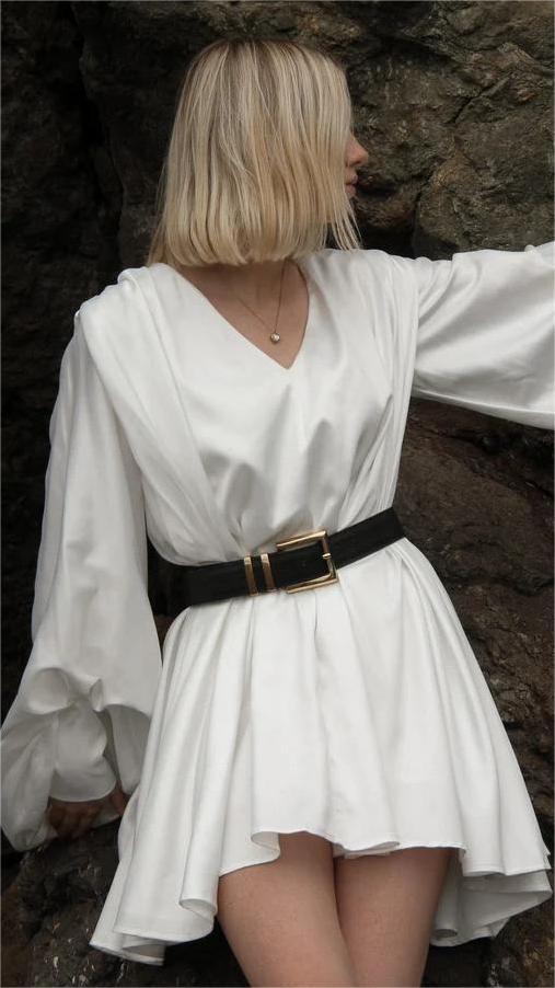 White Sleek Satin Mini Dress