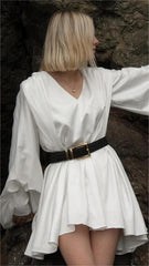 White Sleek Satin Mini Dress