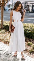 White Sleeveless Midi Dress
