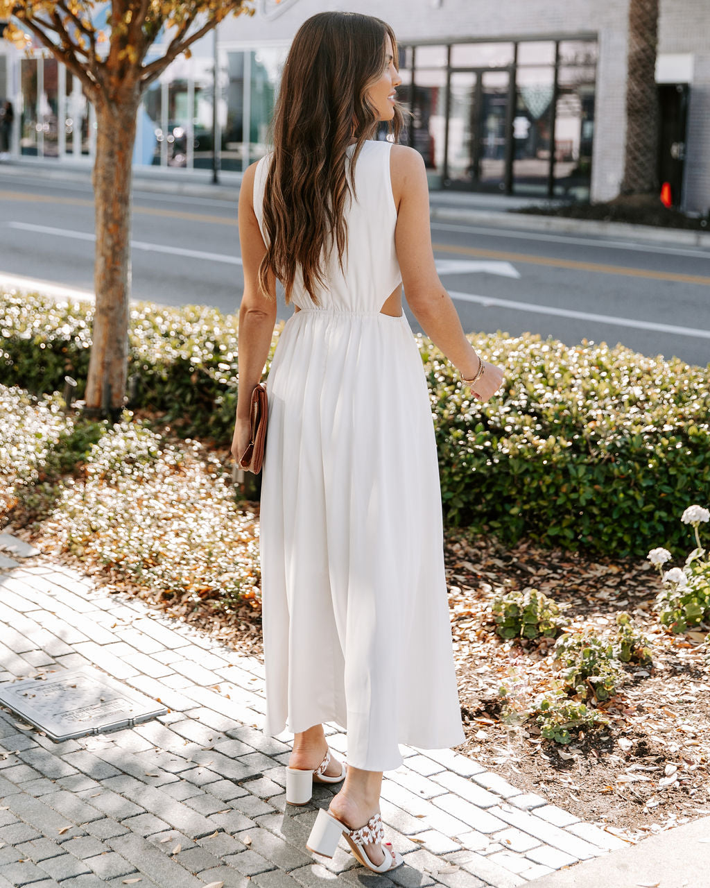 White Sleeveless Midi Dress