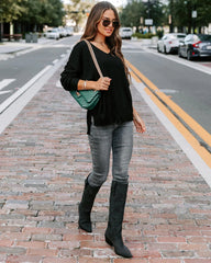 Black V Neck Knit Top