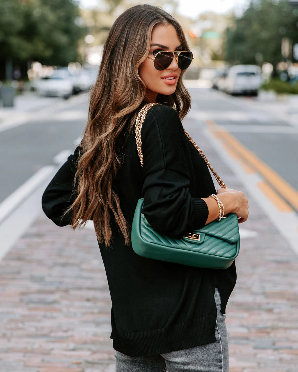 Black V Neck Knit Top