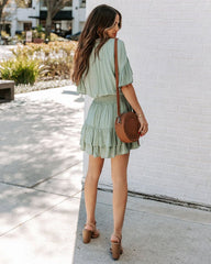 Green Necktie Smocked Waist Dress