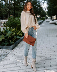 Beige Crochet Lace Yoke Blouse