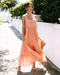 Coral Slip Tiered Maxi Dress