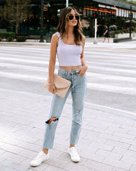 Lavender Ribbed Knit Crop Top