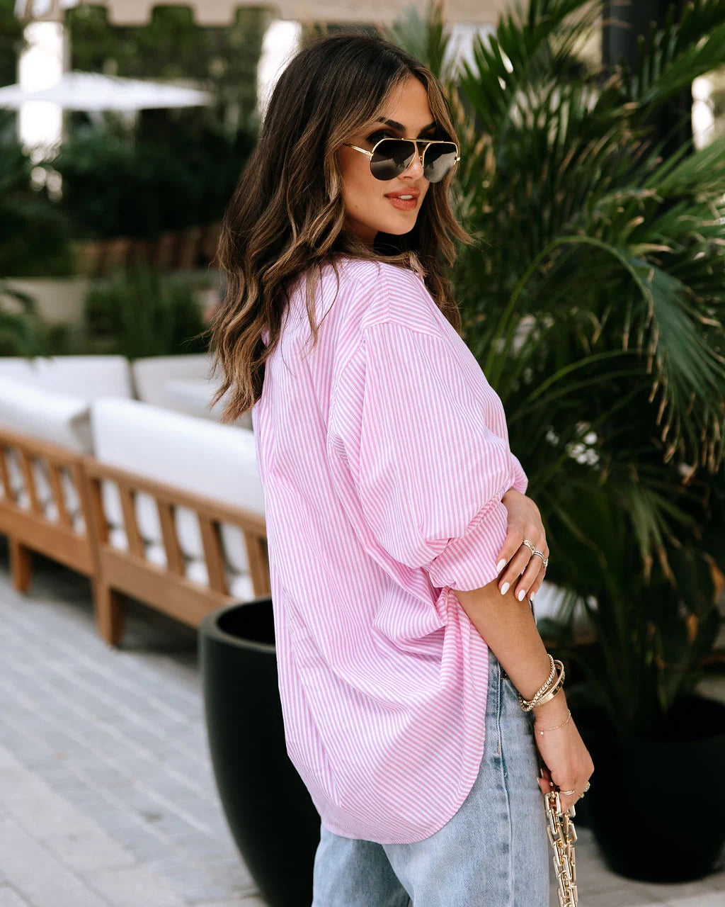 Pink Striped Button Down Shirt