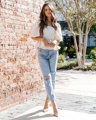 Cream Peplum Top
