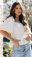 Cream Peplum Top