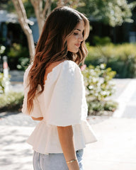 Cream Peplum Top