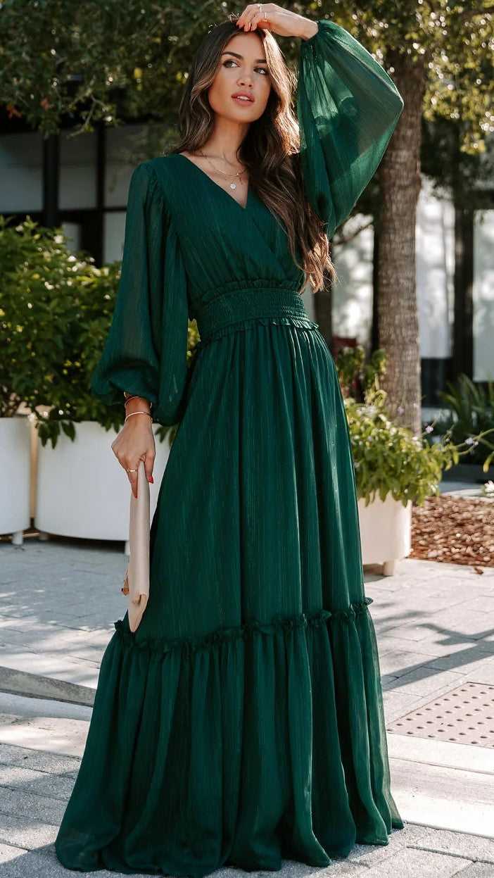 Pine Long Sleeves Midi Dress