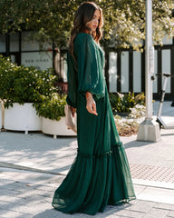 Pine Long Sleeves Midi Dress