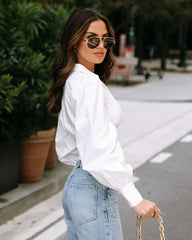 White Long Sleeves Crop Top