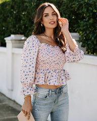 Blush Floral Smocked Crop Top