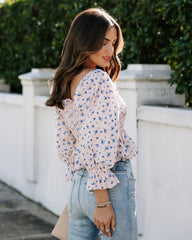 Blush Floral Smocked Crop Top