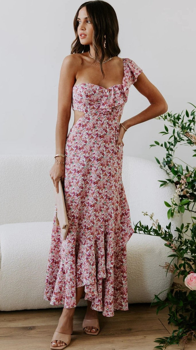 Pink Floral One Shoulder Dress Pink Textured Floral One Shoulder Sybil Maxi Dress Hyacinth House Pink Floral One Shoulder Dress Pink Textured Floral One Shoulder Sybil Maxi Dress Hyacinth House