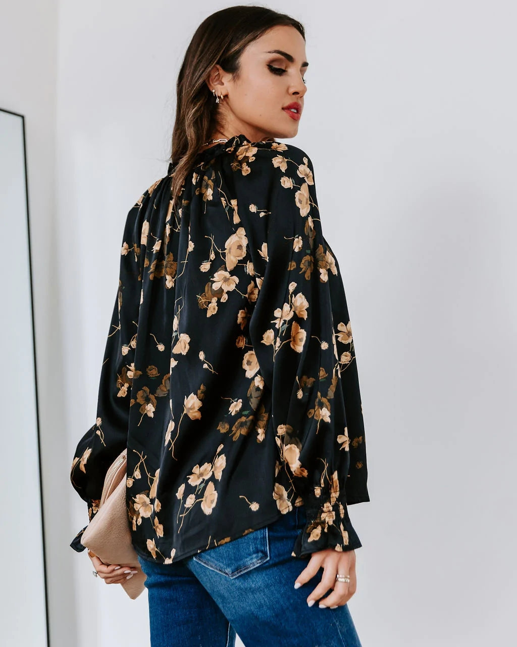 Black Floral Chiffon Blouse