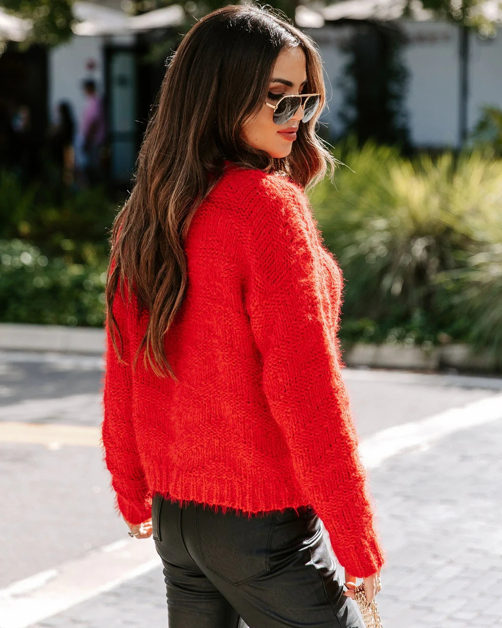 Red Knit Pullover Sweater