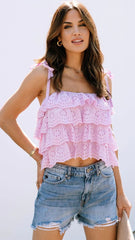 Lavender Tiered Crop Top