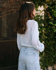 Light Blue Crochet Knit Crop Sweater