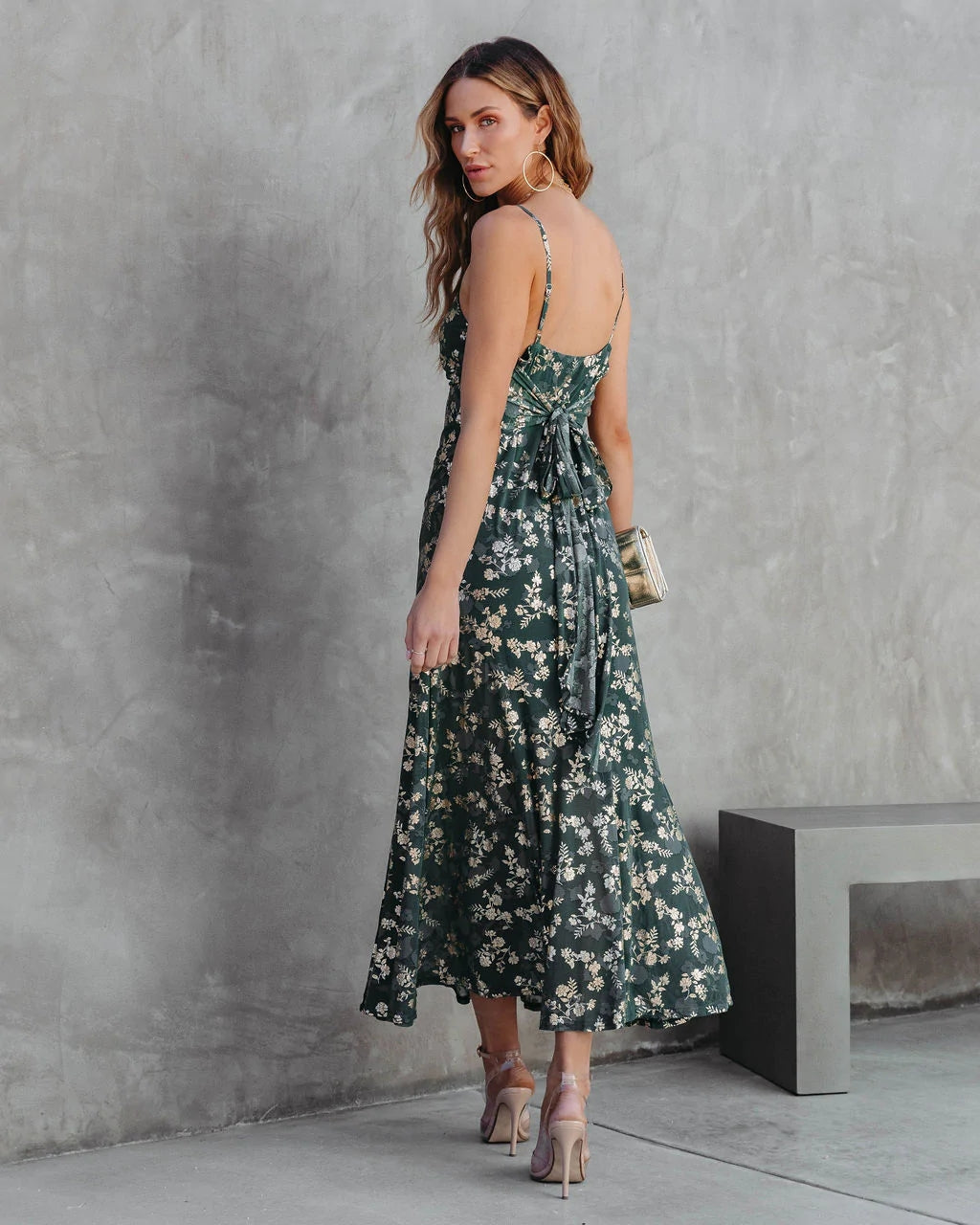 Green Floral Midi Dress