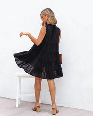 Black Button Down Tunic Top