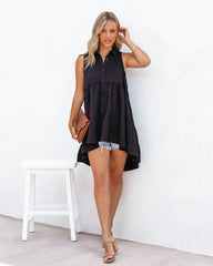 Black Button Down Tunic Top