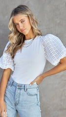 White Puffy Sleeves Tee