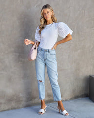 White Puffy Sleeves Tee