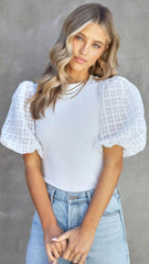 White Puffy Sleeves Tee