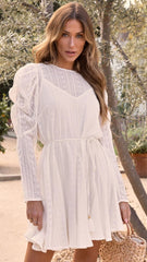 White Crochet Lace Long Sleeves Dress