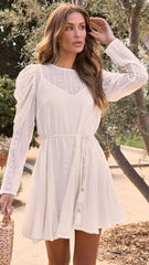 White Crochet Lace Long Sleeves Dress