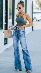 Blue Denim Faded Baggy Jeans