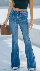Deep Blue Stretch Flare Jeans