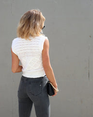 White Solid Knit Tank Top