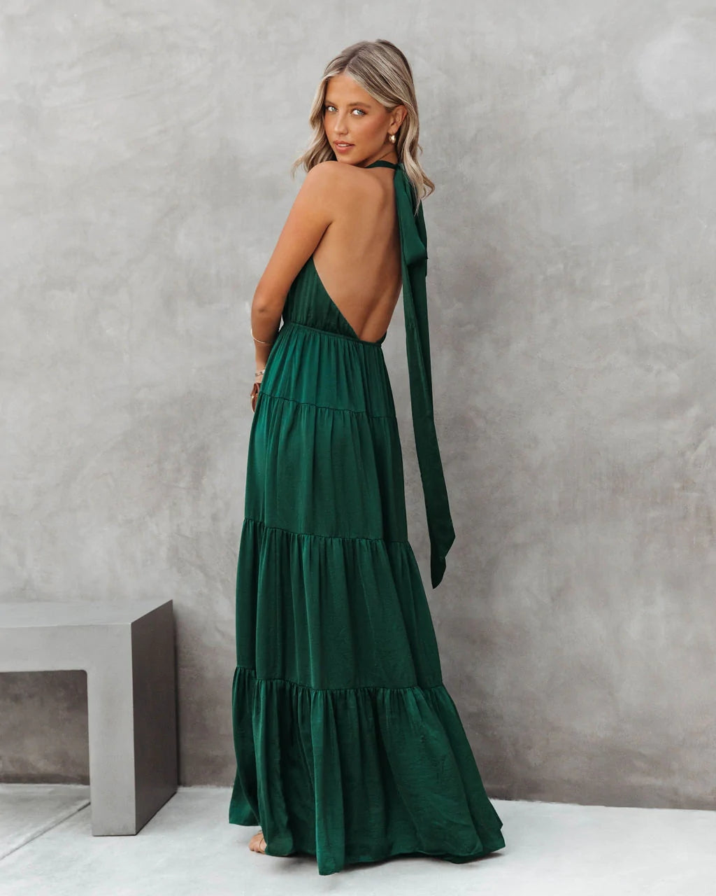 Emerald Green Halter Maxi Dress – Groovy Mimi