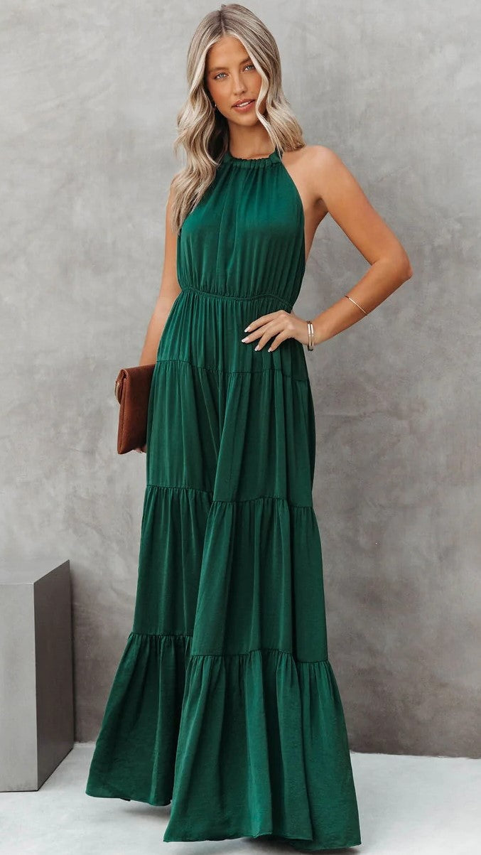 Emerald Green Halter Maxi Dress
