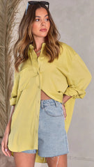 Yellow Solid Button Down Shirt