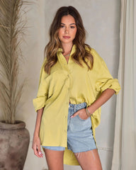 Yellow Solid Button Down Shirt