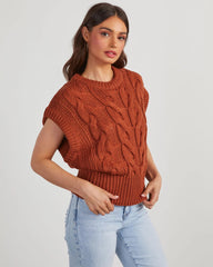 Brown Cable Knit Top