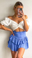 Royal Blue Ruffle Mini Skort