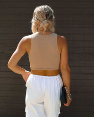 Khaki Knit Crop Tank Top
