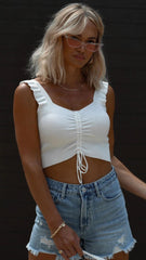 White Ribbed Knit Tank Top