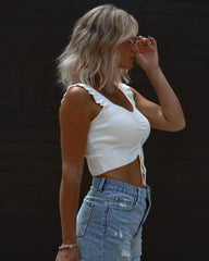 White Ribbed Knit Tank Top