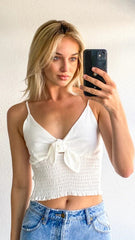 White Bowtie Tank Top