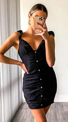 Black Button Down Mini Dress