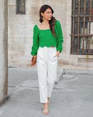 Green Crochet Lace Crop Top
