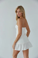 White Strapless Notch Mini Dress
